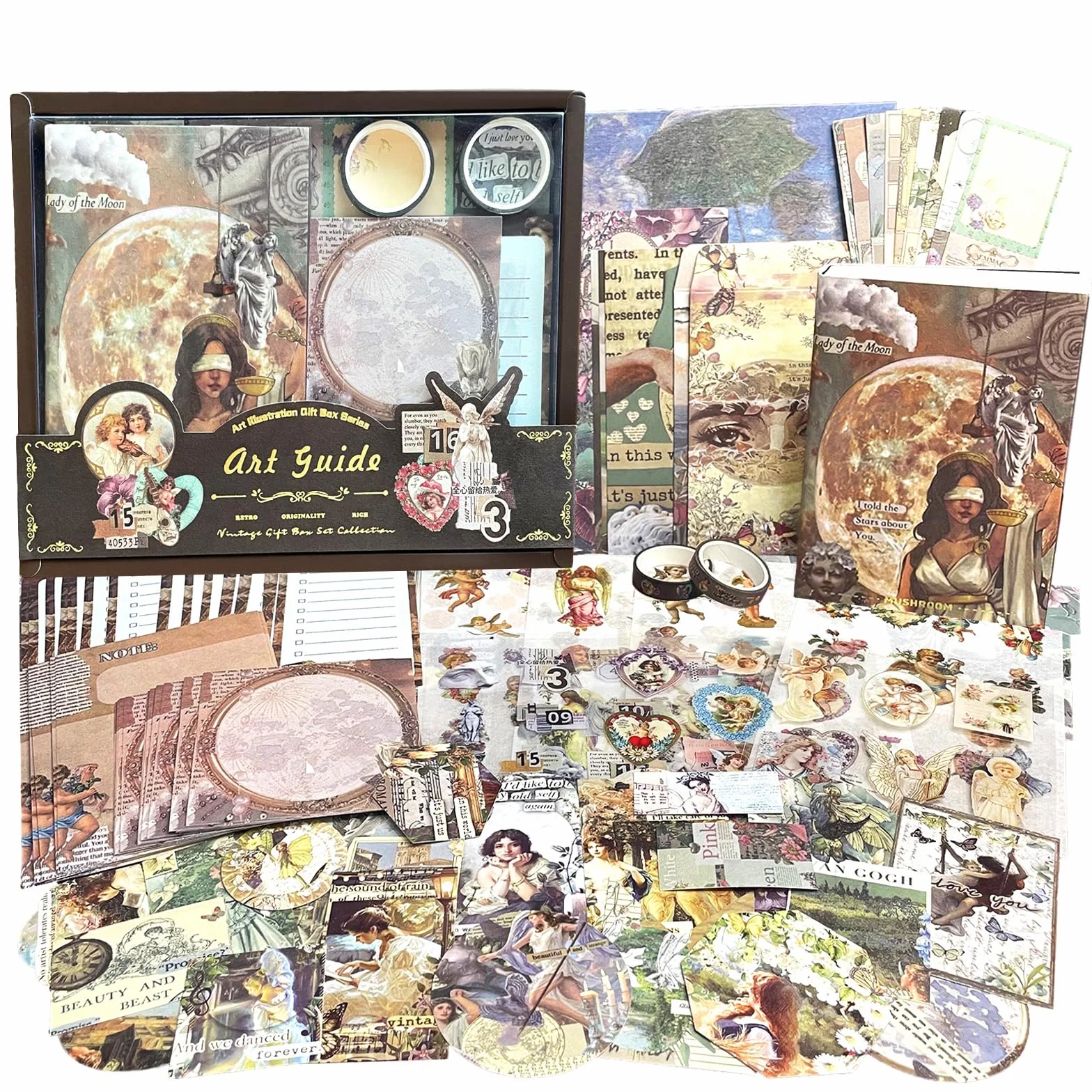 232PCS Vintage Scrapbooking Kit Completo Bullet Journal Set di Accessori per Scrapbook Journaling Carta Scrapbooking Adesivi Decorativi con Taccuino A6, Regalo fai da te per Ragazze Donne (Marrone)