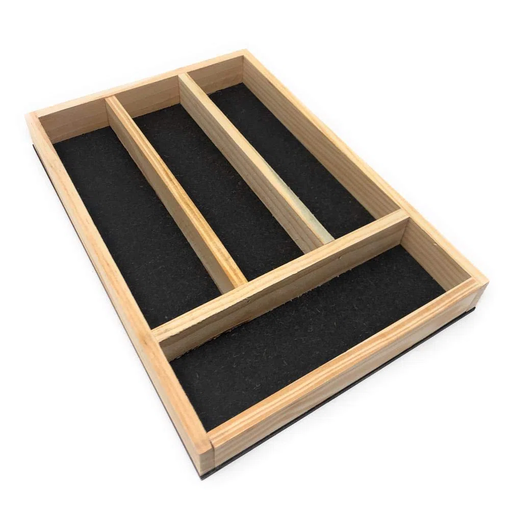 Portaposate Adatto per Cassetto - Organizzatori di Cassetti di Cucina - Vassoio Portaposate Porta-Coltelli e Porta Utensili da Cucina in Legno Naturale - 32 x 22 x 3,5 cm