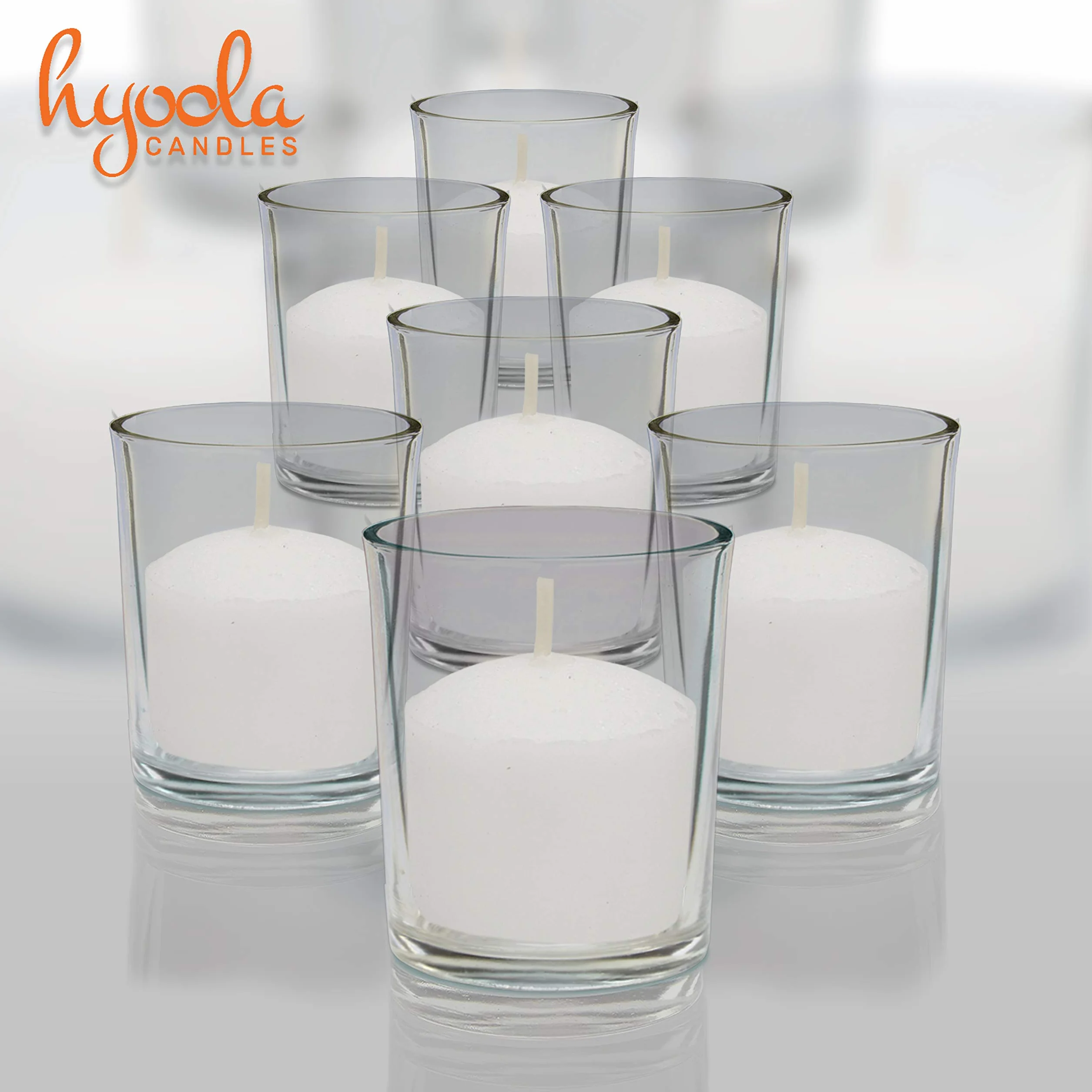 Hyoola Candele Votive - Durata Candela 10 Ore - Candele Votive Non Profumate - Set da 50 Candele Bianche - Made in Europe