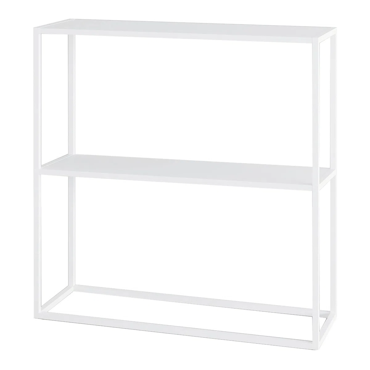 [en.casa] Tavolo a Consolle con 2 Piani Mobile Stretto da Ingresso Consolle in Acciaio Scaffale da Terra Espositore 80 x 80 x 26 cm - Bianco opaco