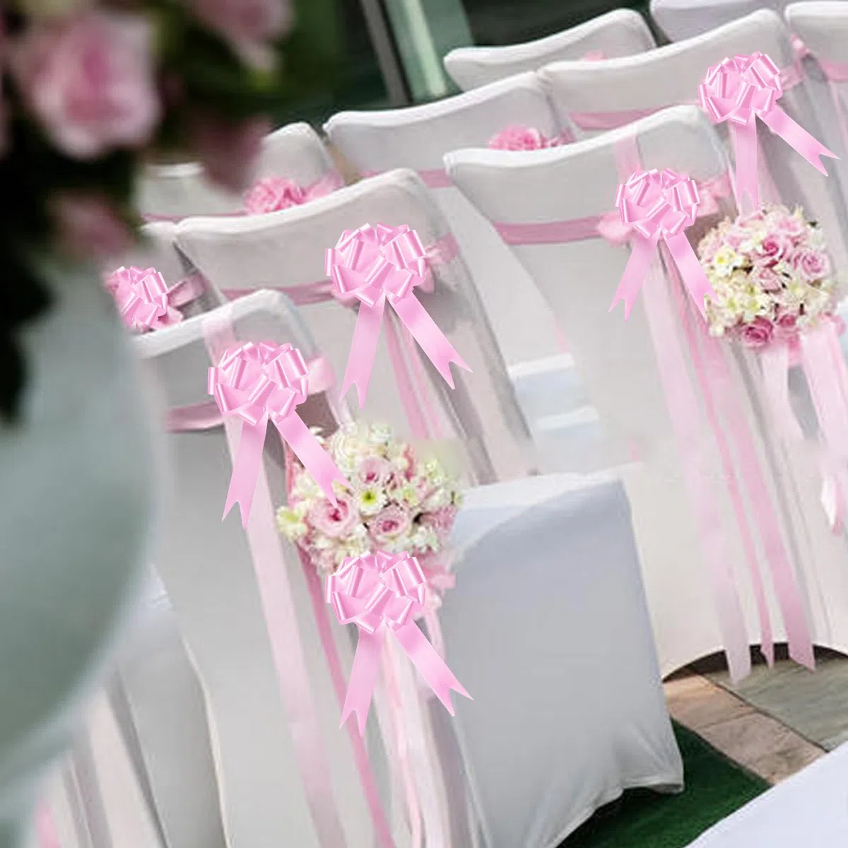 100 Pezzi Fiocco Rosa,Coccarde Autotiranti Fiocco,Fiocco Nascita Rosa,12cm Fiocchi Auto Matrimonio,Coccarde Fiocco Matrimonio