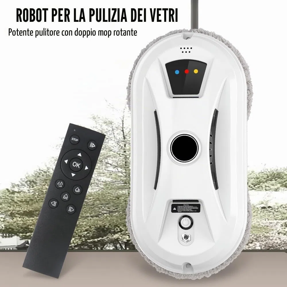 Robot Lavavetri, Lavavetri Elettrico per Finestre con Aspirazione da 5600 Pa, Pianificazione Intelligente del Percorso per la Pulizia Automatica, Tecnologia di Rilevamento dei Bordi per Finestre