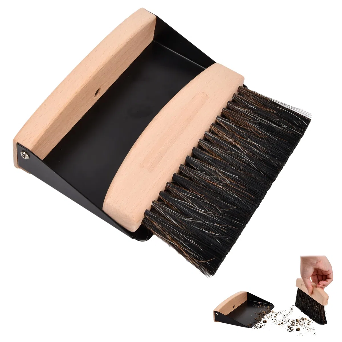 Set Scopa E Paletta da Tavolo, Mini Paletta E Scopa A Mano, Spazzola da Tavolo Magnetica In Legno, Set di Spazzole da Tavolo Piccole Per La Pulizia di Tavoli, Polvere E Sporco
