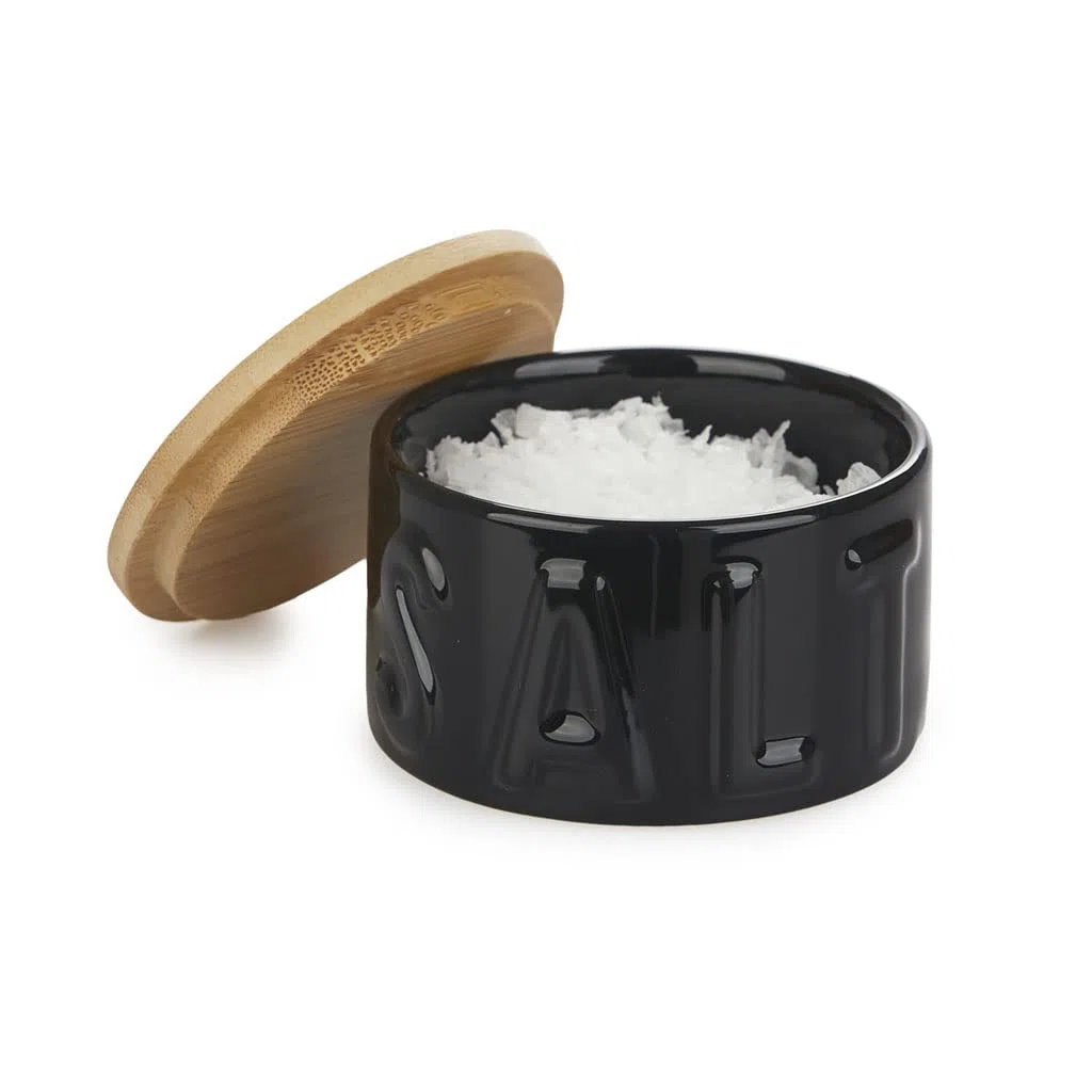 Balvi Barattolo per Sale in Scaglie Salt Colore Nero Portasale con Coperchio per Cucina Ceramica/BAMB