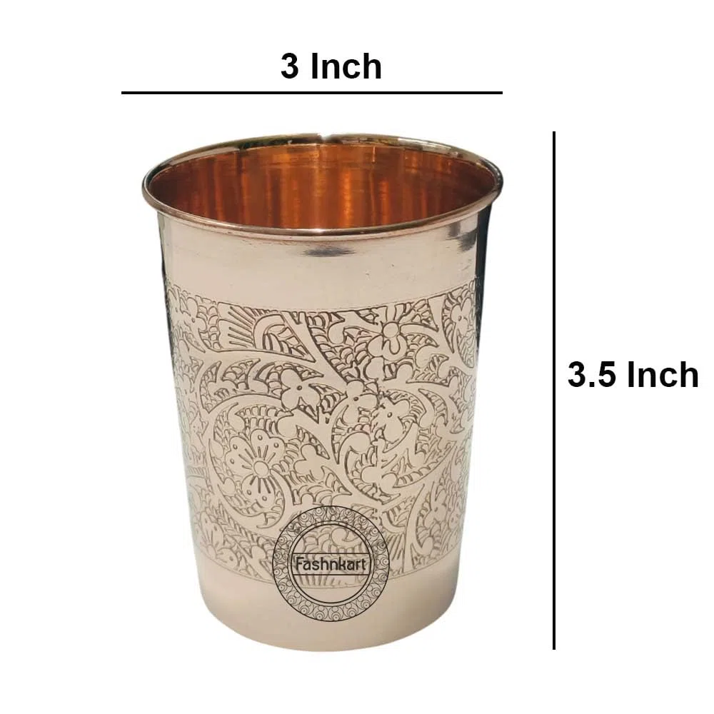 Bicchieri in rame puro Acqua potabile Set di 2 bicchieri in rame puro per la salute ayurvedica 10,14 once 300 ml (in rilievo)