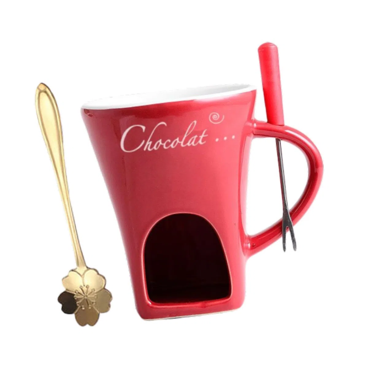 Pentola per fonduta di cioccolato, set di pentole per fonduta, pentola per sciogliere, snack da cucina, dessert, cena, tazza per, Rosso