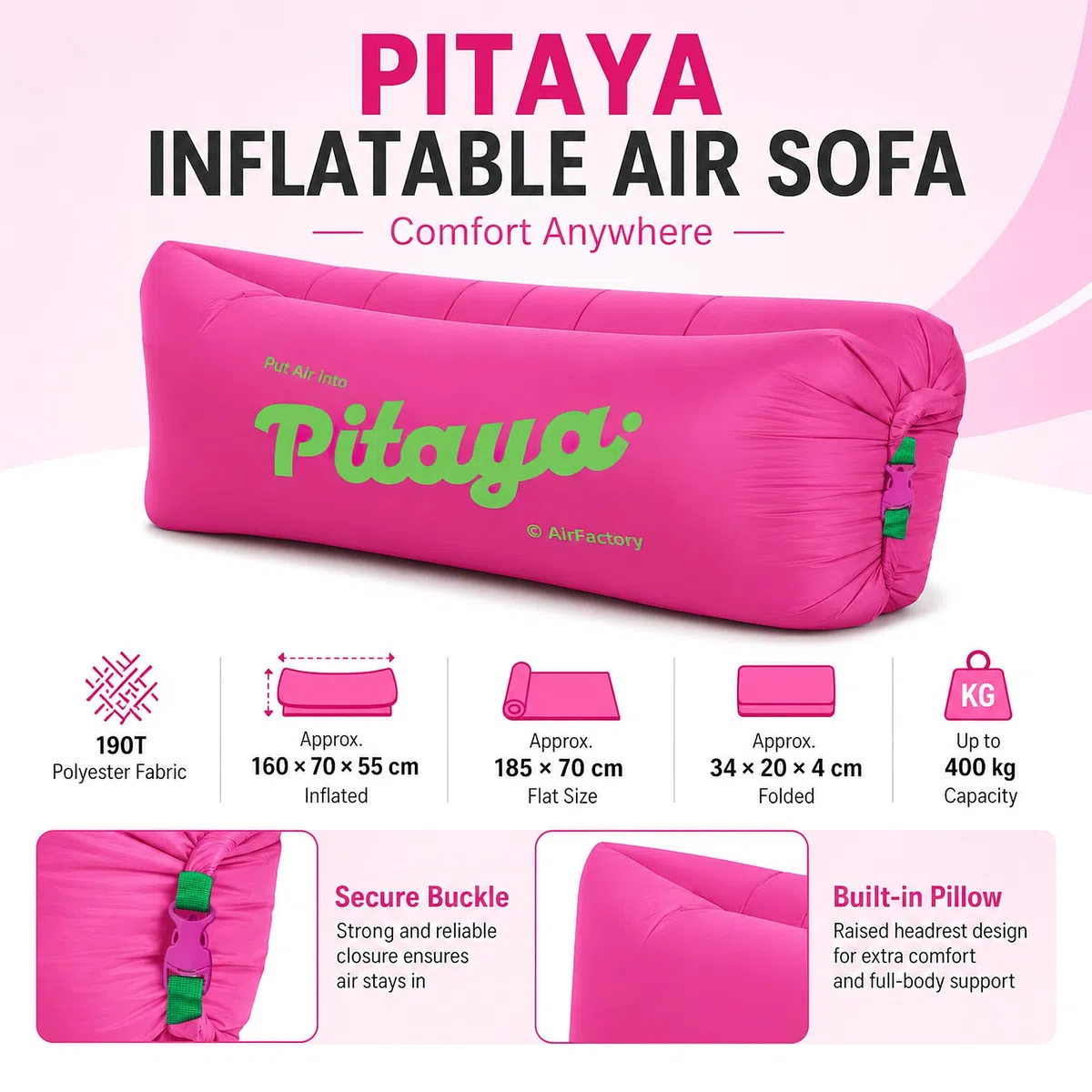 Divano Gonfiabile, Lettino Gonfiabile, Fauteuil de Plage Gonflable, Canapé Gonflable Portable, Sdraio Gonfiabile, Divano Gonfiabile Campeggio Pieghevole, per Spiaggia, Viaggi, Campeggio (B)
