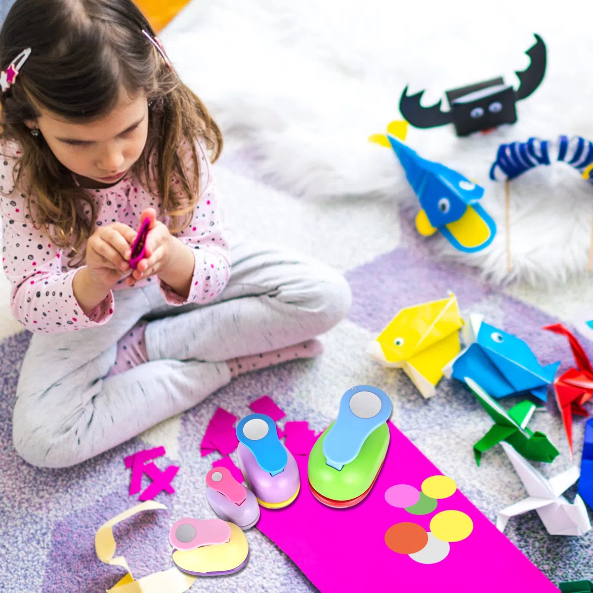 Perforatrici rotonde per bambini, 4 punzonatrici per fori, in carta, per cerchio, per fai da te, scrapbooking, album fotografici, etichette regalo (10 mm, 15 mm, 25 mm, 38 mm)