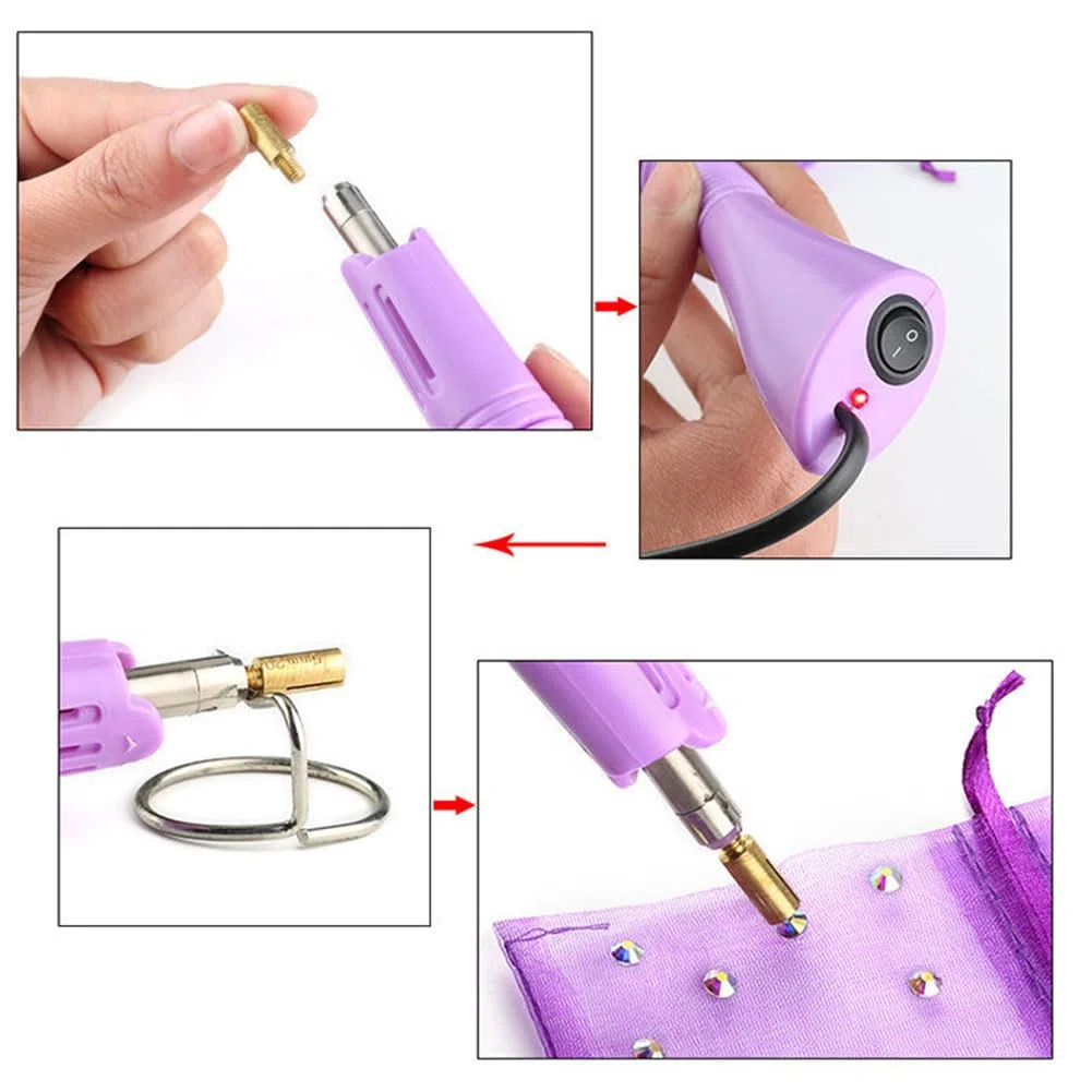 Hot Fix Applicatore Di Strass, Applicatore Hot Fix, Applicatore Strass, Strumento Pietre Hot Fix, con 7 Punte