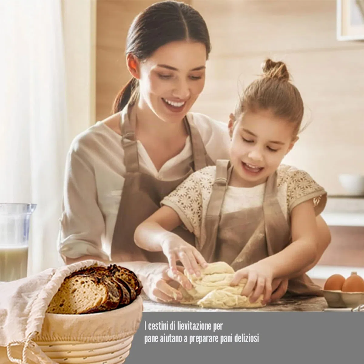Cestino Lievitazione Pane, 25 cm Set di Cestini per la Fermentazione da 1 kg, Set con Spazzola, Coltello da Pane, Panno di Lino