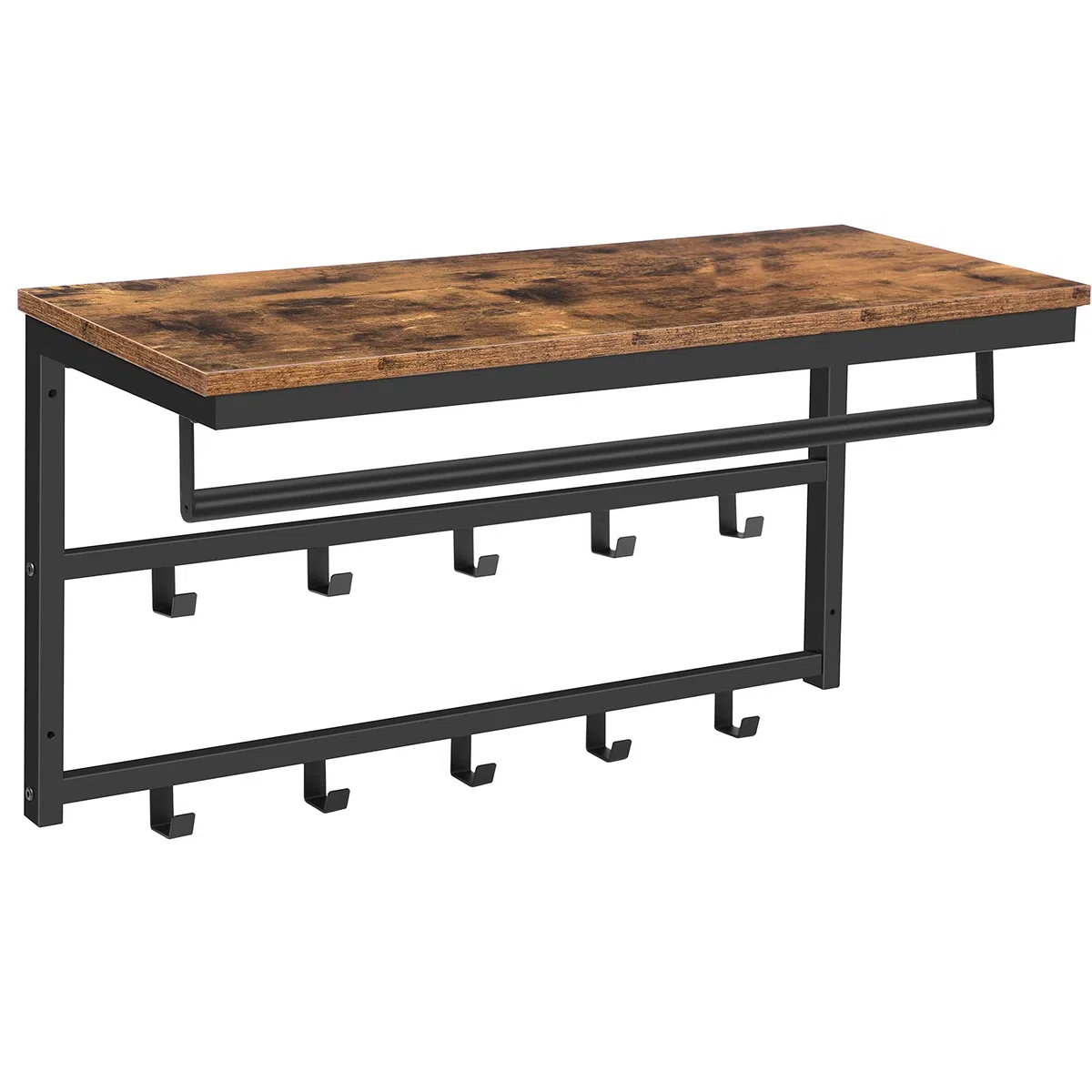 HOOBRO Appendiabiti da Parete, Attaccapanni da Muro con 10 Ganci, Mensola da Muro con Barra Appendiabiti, Mensola Portaoggetti, 80 x 30 x 42 cm, per Ingresso, Camera da Letto, Bagno EBF12YM01