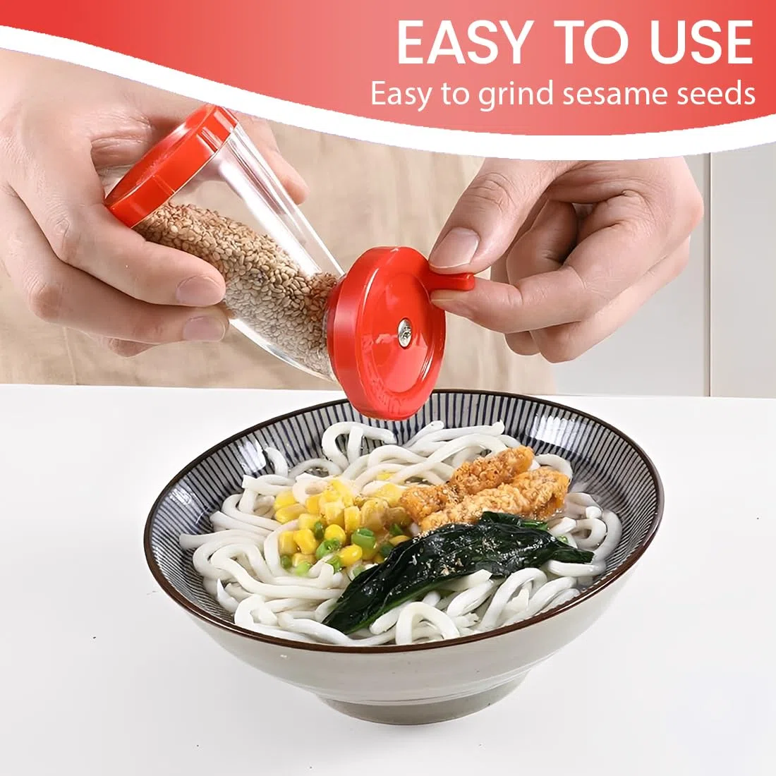 1 pezzo Macina sesamo – Macina sesamo manuale per semi di lino freschi e deliziosi. Facile da usare, perfetto per riso, insalate, noodles e soffritti.