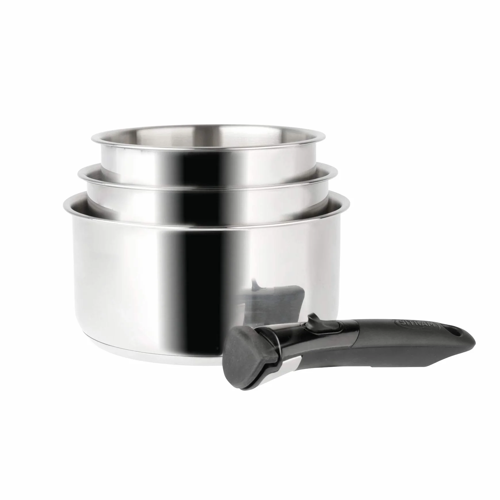 Sitram 713511 Set 3 pentole 16+18+20cm Sitramovible Arpege in acciaio inox, manico removibile-Tutte le fonti di calore compresa induzione