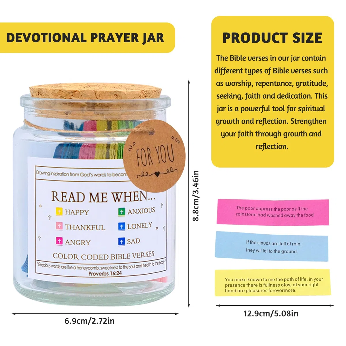 Versi della Bibbia in un barattolo di vetro Read Me When Prayer Bibbia Verses Jar 90pcs Mini Bibbia Versi Carte Bibbia Bottiglia di Vetro Scrittura Biglietti per emozioni e sentimenti Regali