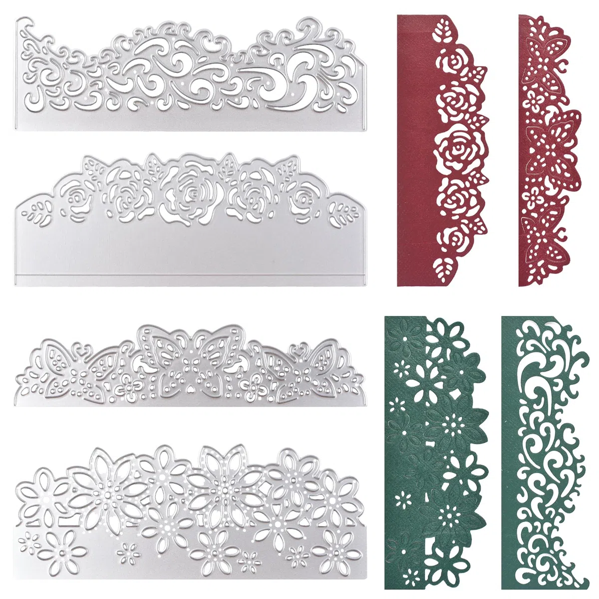 4 fustelle per la creazione, fustelle in metallo per scrapbooking con cornice in pizzo o per biglietti di auguri fai da te, cartolina, album, creazione di biglietti