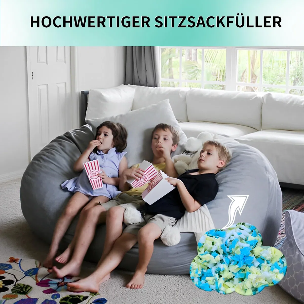 Imbottitura in memory foam da 4,4 kg per pouf, aggiunta di particelle di gel, accogliente e morbida, ideale per riempire sacchi per bambini, cuscini, cucce per cani, cuscini per divano