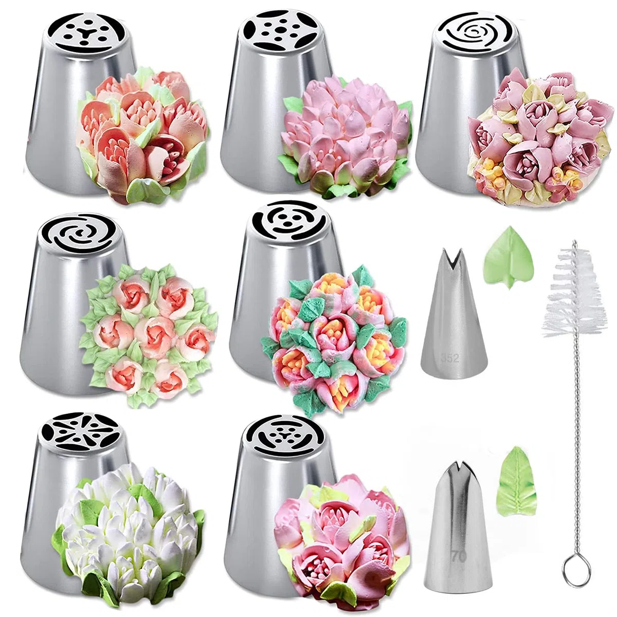 Punta russa per piping, 10 Pz fiori per torte ugelli per decorare torte russe Acciaio Inox beccucci in Acciaio Inox Ugelli Decorazione Torta per DIY Cupcakes Dessert (B)