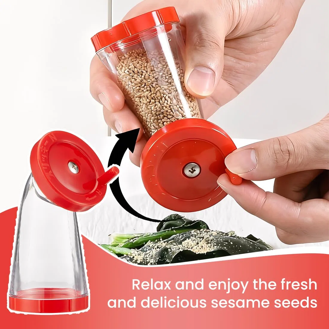 1 pezzo Macina sesamo – Macina sesamo manuale per semi di lino freschi e deliziosi. Facile da usare, perfetto per riso, insalate, noodles e soffritti.