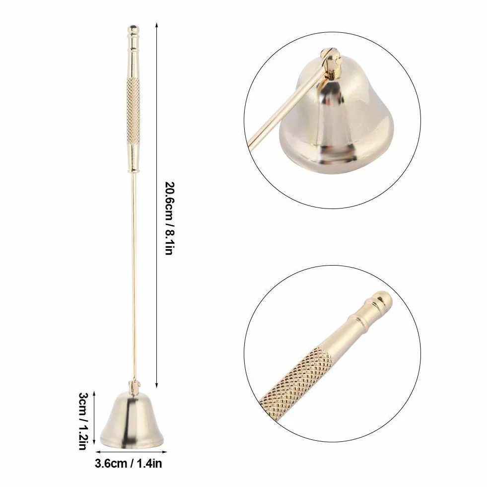MAGT Spegni Candela, Estintore per Candele in Acciaio Inossidabile Stoppino Trimmer a Forma di Campana Snuffer Wick Trimmer per Spegnere Casa (Oro)
