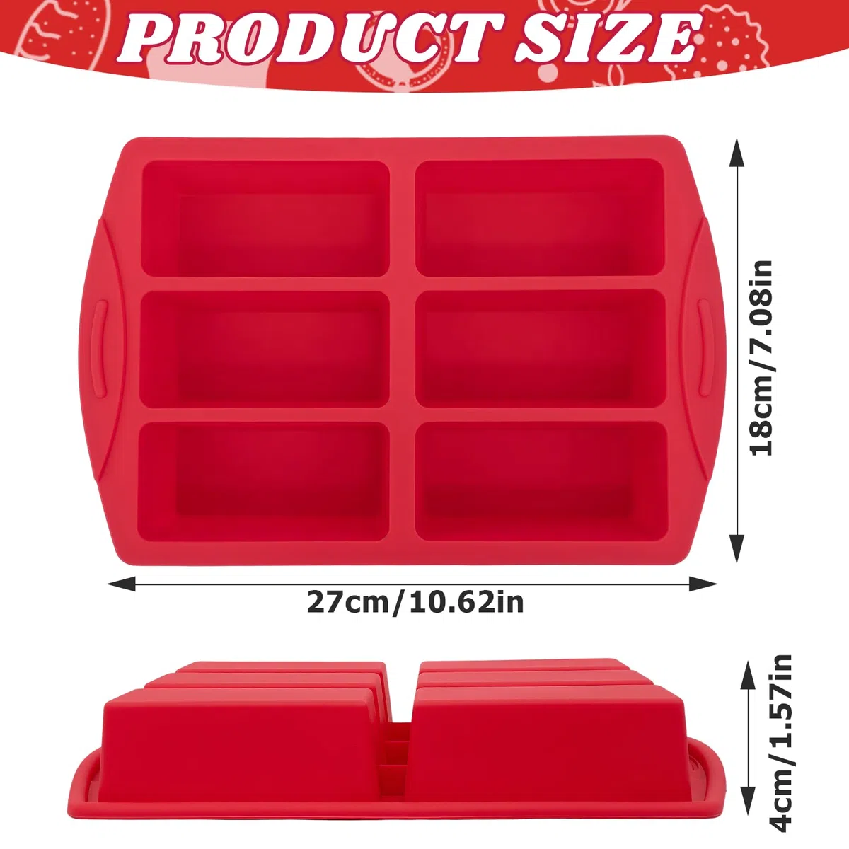 Set di 2 mini stampi in silicone per pane, toast, brownie, mais, cheesecake