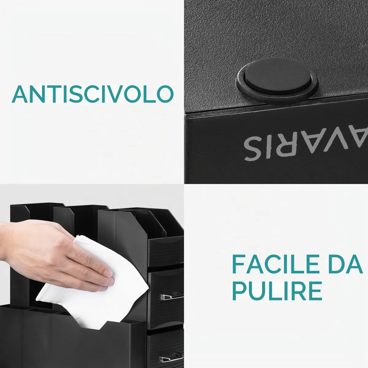 Navaris Porta Cialde - Contenitore Capsule - Cassetto sotto Macchina Caffe - Portacialde da caffè - Porta Bicchierini Zucchero e Palette - Organizer Angolo Caffe Cucina - Nero