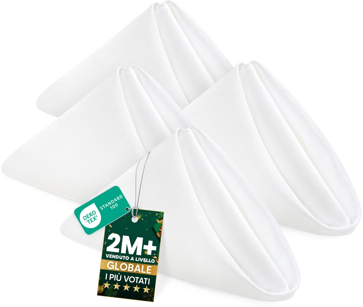 KICHLY Tovaglioli di stoffa - confezione da 24, Tovaglioli di Stoffa riutilizzabili morbidi e confortevoli - ideali per eventi e uso regolare a casa, poliestere (Bianco, 43 x 43 cm)