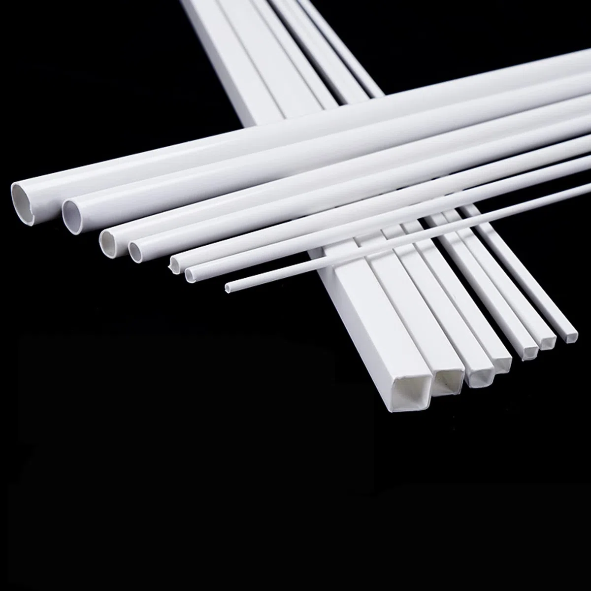 PHasz Tubo Quadrato Cavo in ABS da 20 Pezzi, Lunghezza Laterale 3-10 Mm, Lunghezza 500 Mm Modello in Plastica Adatto per Modello Architettonico,Side Length 5mm