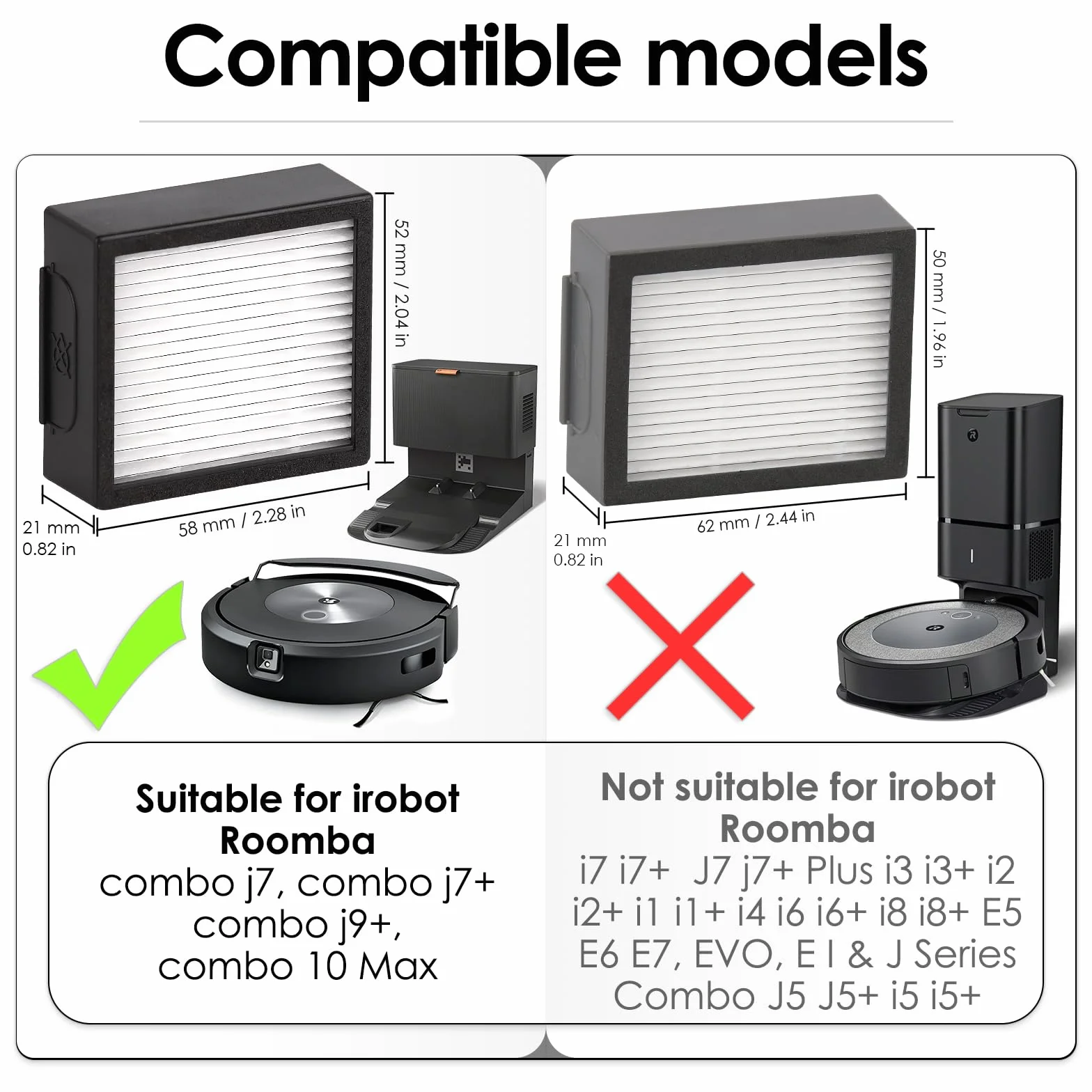 (6 pezzi) Combo 10 Max Filtro HEPA di ricambio compatibile con iRobot Roomba Combo J7+ plus/Combo j9+/ Combo 10 Max Robot aspirapolvere Filtri HEPA Kit di accessori (Non per combo j5 j5+)