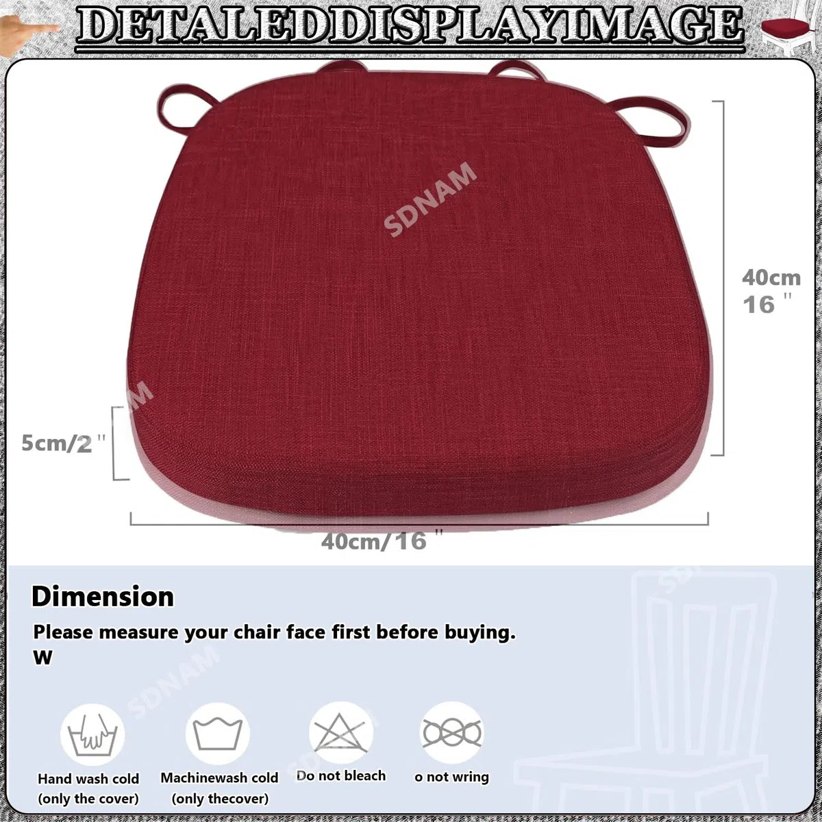 2/4/6 Pezzi Cuscini per Sedie Cucina con Lacci, Memory Foam Cuscino per Sedia Sala da Pranzo, Ufficio Cuscini per Sedie, Antiscivolo per Ufficio/Giardino/Terrazza/Interno/Esterno(#2)