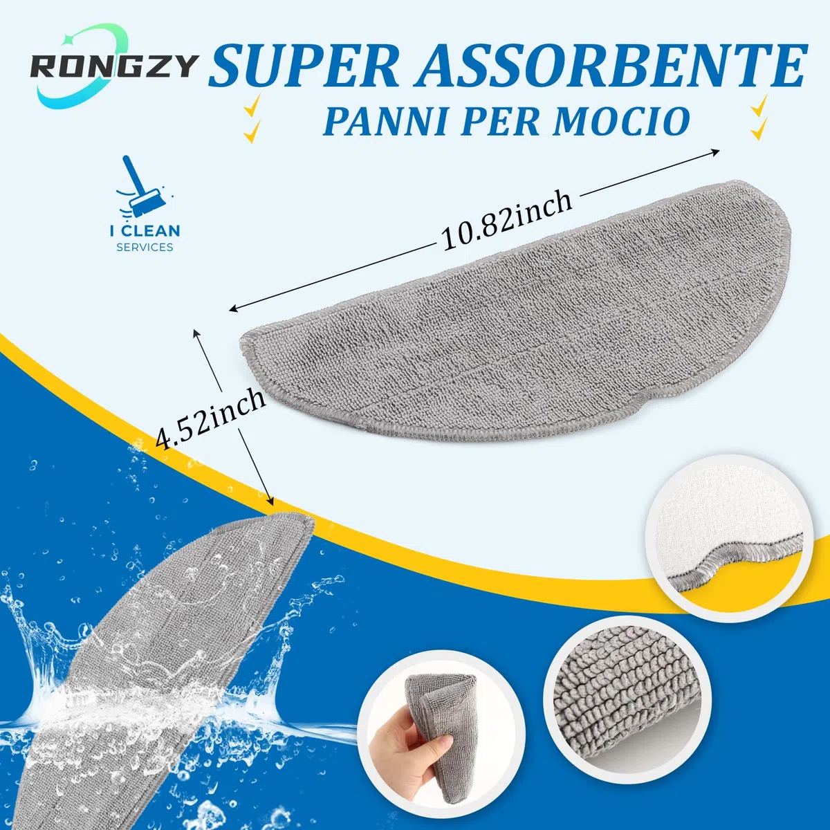 RongZy 8 Pezzi RVA301 Panni Lavabili per Tapo RV30 Max Plus/ RV30 Max Spazzole a Disco per Tapo RV20 Max Plus/ RV20 Max Panni Mop di Ricambio Robot Aspirapolvere Accessori