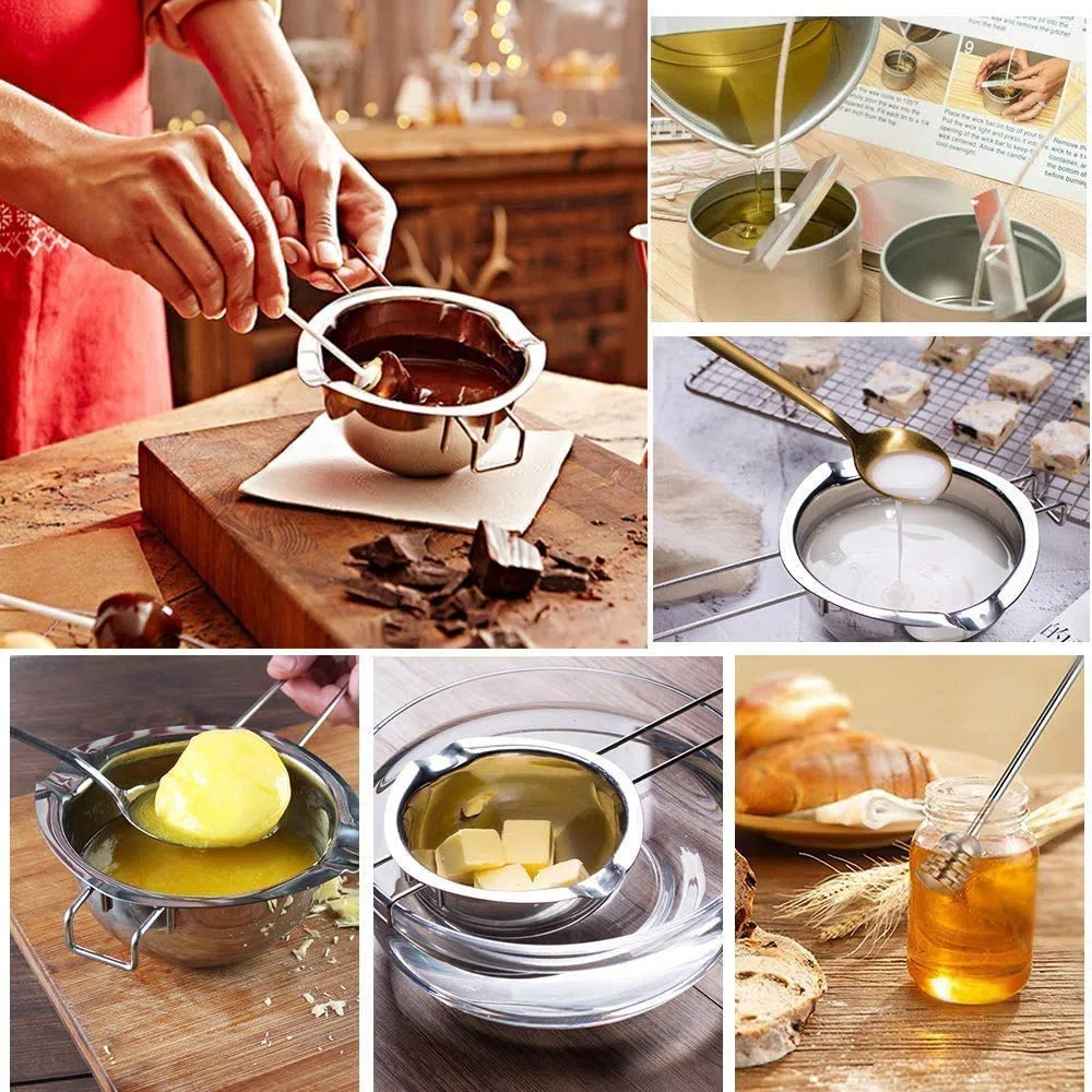 Bollitore in acciaio inox, universale, per cottura al vapore, per far fondere burro, cioccolato, formaggio, caramello (1000 ml)