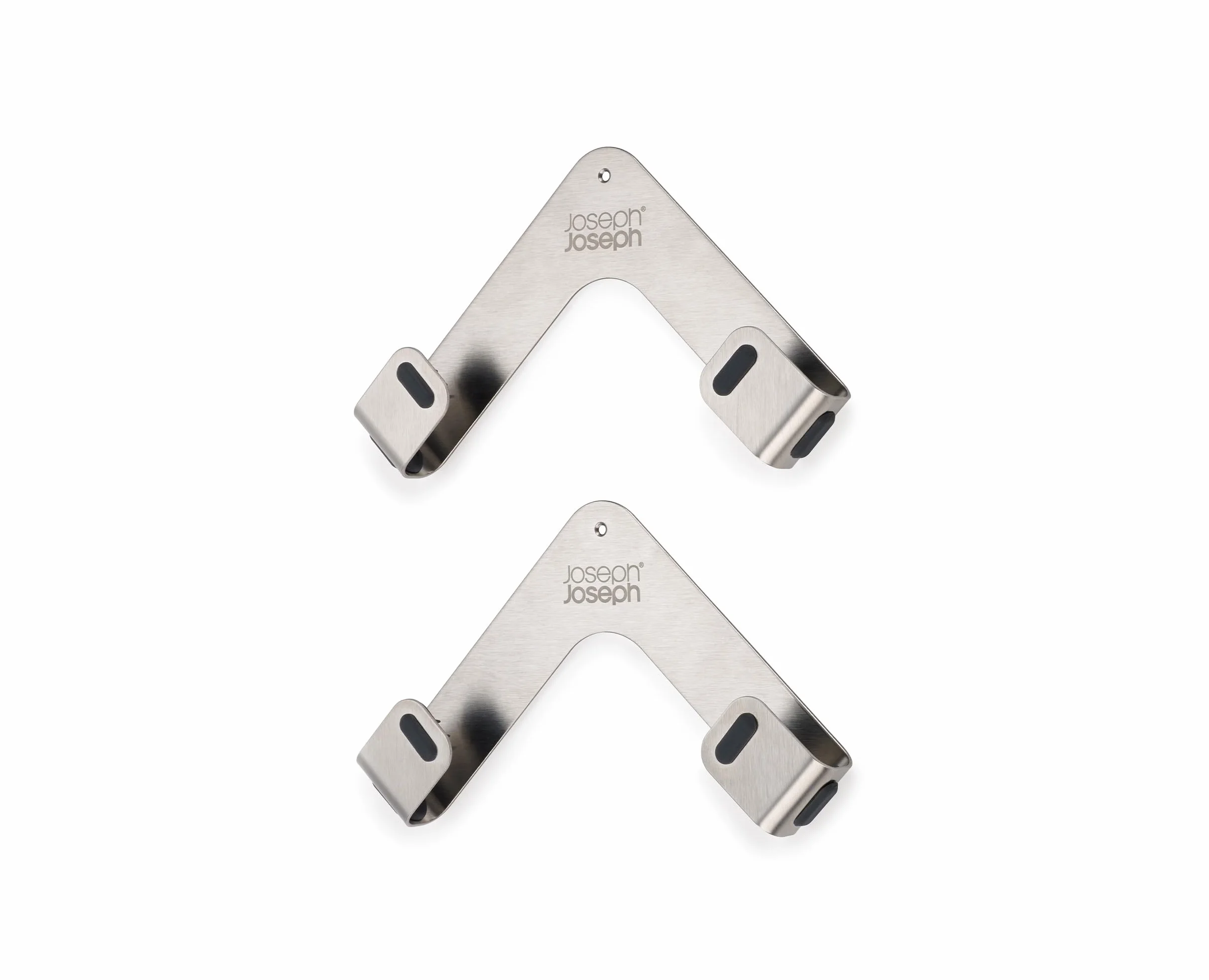 Joseph Joseph Space Set di 2 supporti autoadesivi per coperchi di pentole e padelle, montaggio a parete, adatto a coperchi fino a 28 cm, nastro 3M VHB e viti incluse, acciaio inossidabile