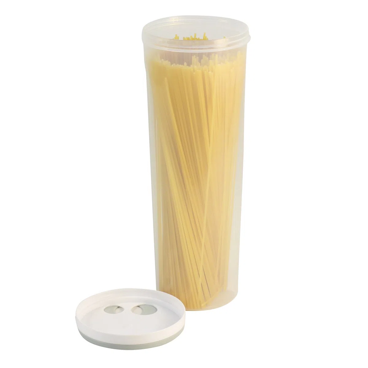 Dispenser per Pasta in Plastica Trasparente con Coperchio Rotante Grigio, 28,6 cm