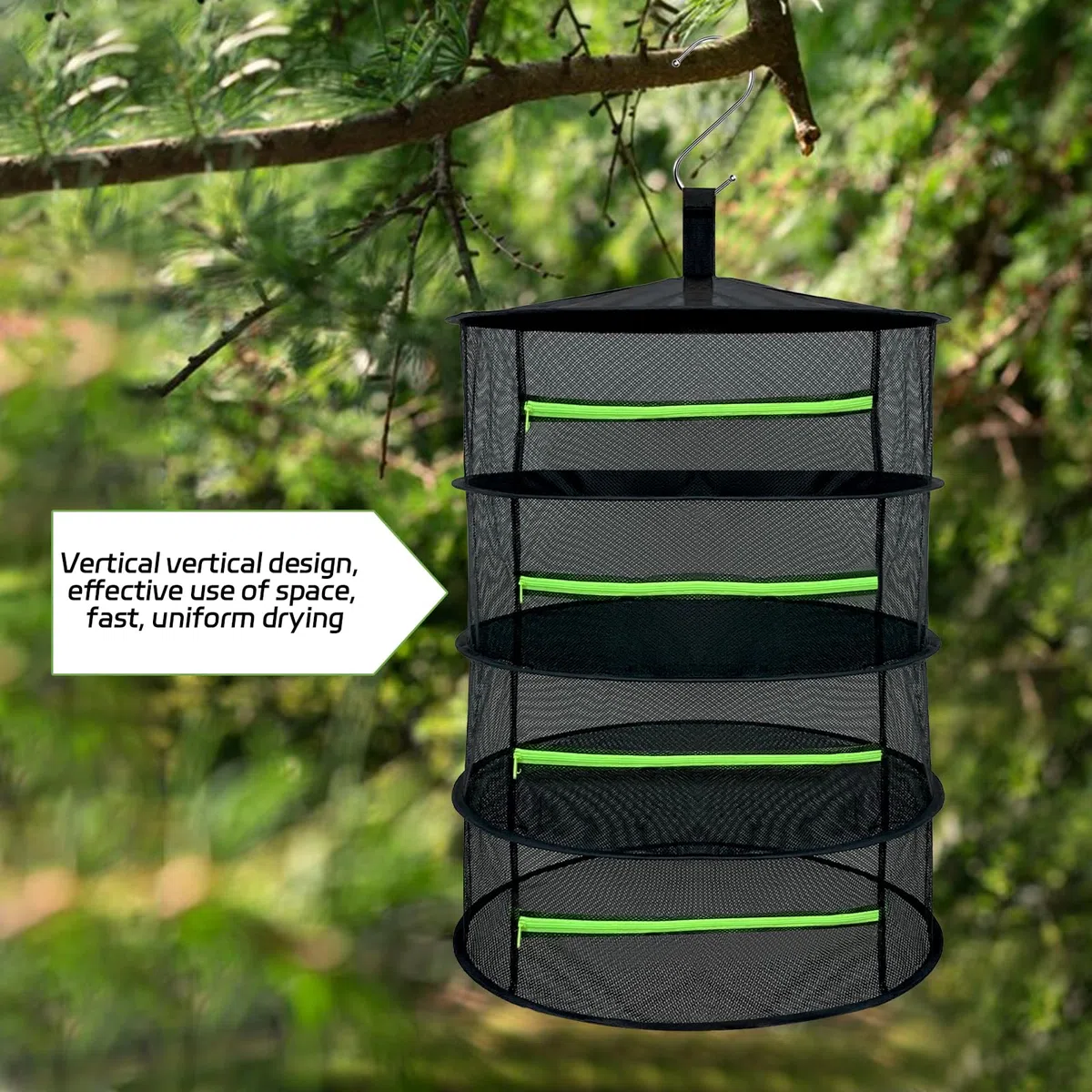 Rete per essiccazione a 4 strati per erbe aromatiche, nera essiccatore per erbe aromatiche con 2 ganci a forma di S e borsa portaoggetti per essiccare fiori, semi, erbe aromatiche