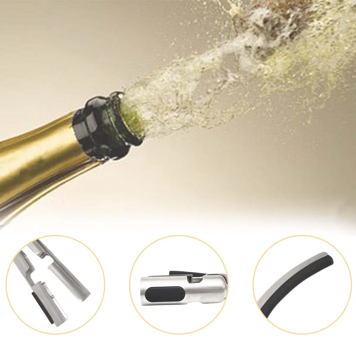 Apribottiglie da spumante, Apribottiglie da champagne e vino, Apribottiglie di champagne, adatto per riunioni di famiglia, bar, feste del vino, la lega di alluminio è durevole (argento)