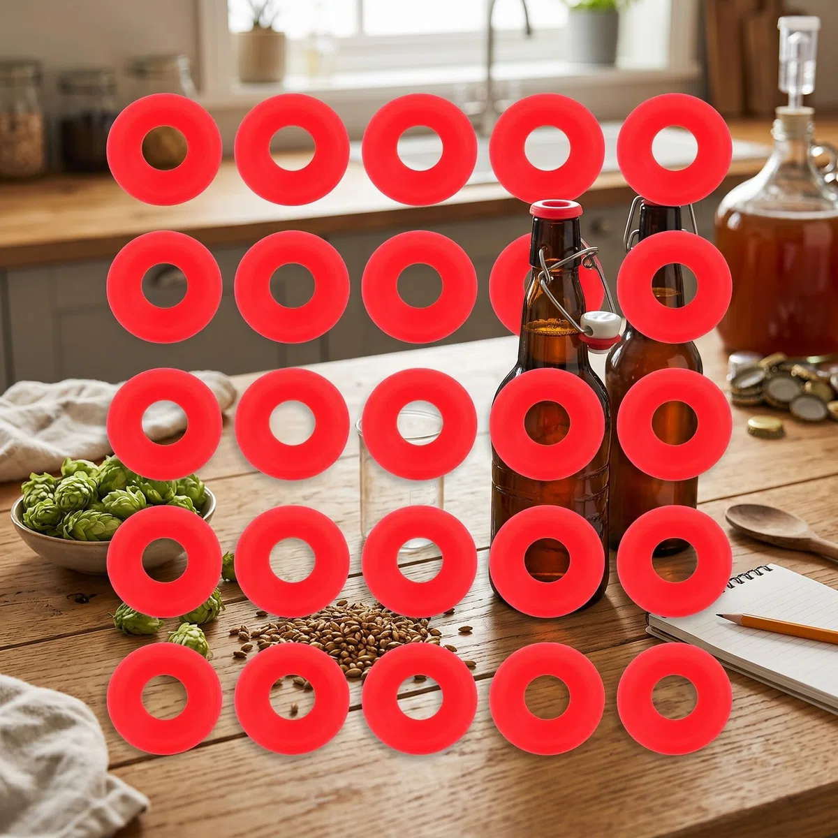 Guarnizioni in Silicone Rosso da 25 Pezzi per Guarnizioni per Bottiglie di Birra per Birra in Casa