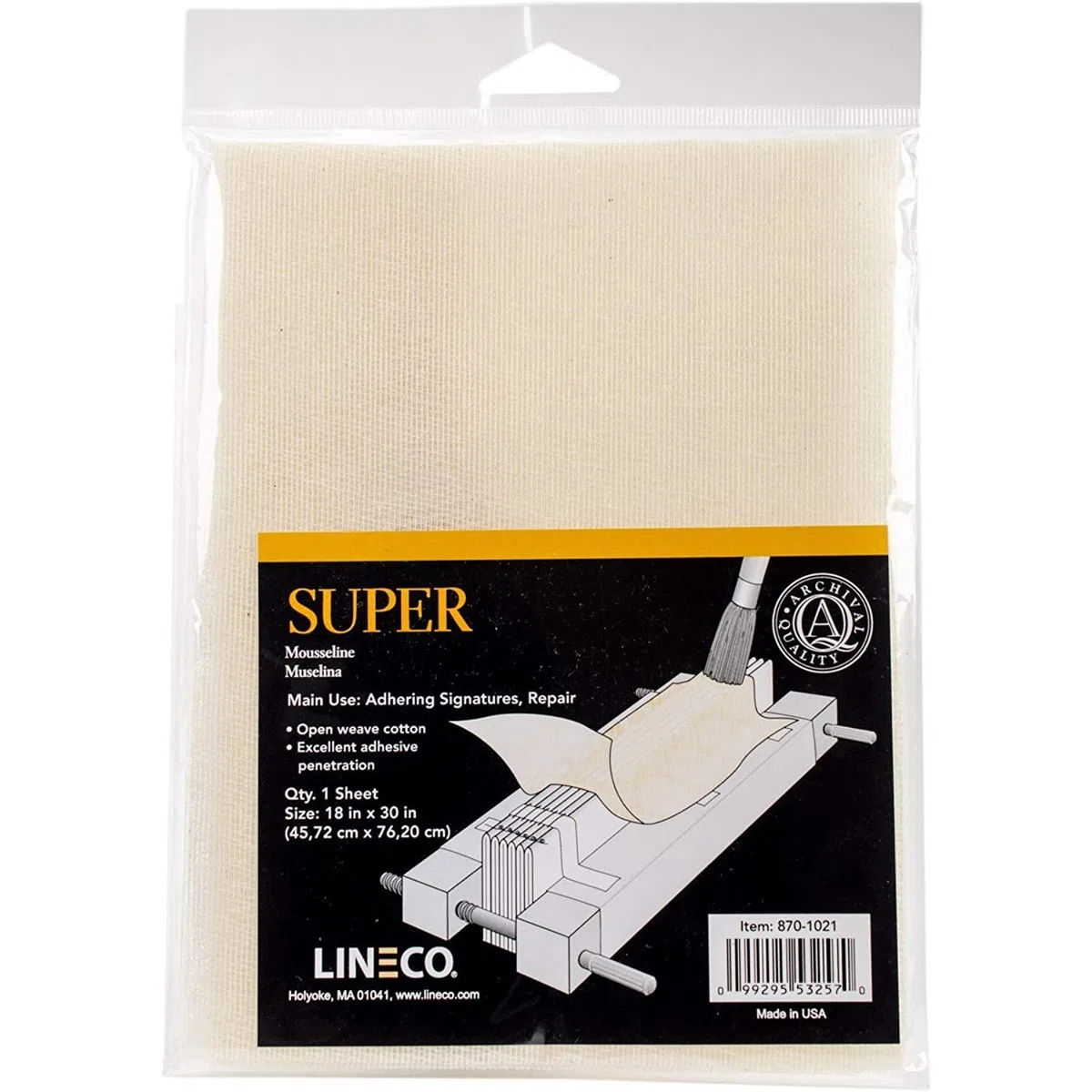 LINECO Super legatoria in cotone a trama aperta, 45,7 x 76,2 cm, bianco, 18 W x 30 L