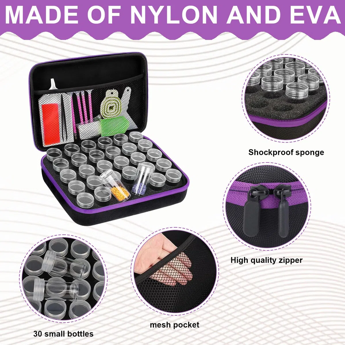 30 Slots Diamond Painting Kit Completo con Diamond Painting Accessori, 5D Kit Diamond Painting Professionale per Pittura Diamante, per DIY Fai da Te, Unghie Nail Art, Gioielli, Artigianato