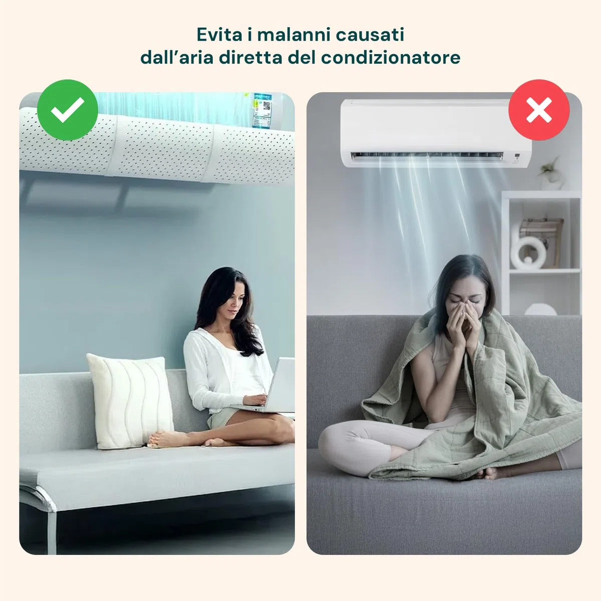 Avilia - Deflettore Condizionatore Regolabile Universale da 58,5 a 93 cm per Casa e Ufficio, Installazione Facile, Orientabile, Compatibile con Telecomando, Ideale per Clima Ottimale