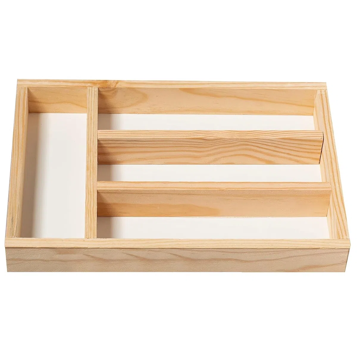 Portaposate Adatto per Cassetto - Organizzatori di Cassetti di Cucina - Vassoio Portaposate Porta-Coltelli e Porta Utensili da Cucina in Legno Naturale - 32 x 22 x 3,5 cm