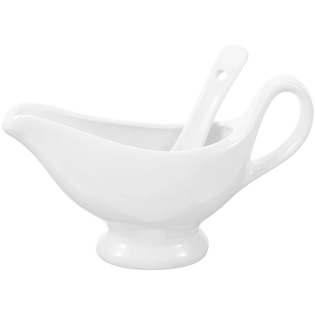 Angoily Salsiera Ceramica con Mestolo Profondo da 175ml, Beccuccio Speciale per Versare Facilmente Senza Fuoriuscite, per caffè Latte e Pranzi di Lavoro
