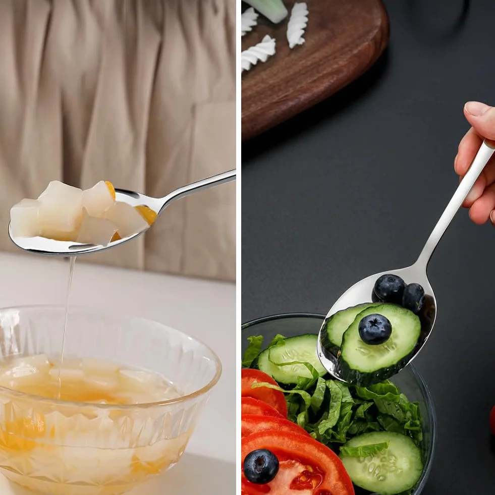 cucchiaio da portata, 3 Pz In Acciaio Inox Utensili da Servizio Grandi Cucchiai di Servizio Slotted Cucchiaio e forchetta di Servizio per Buffet, Party, Banchetto e Riunioni di Famiglia