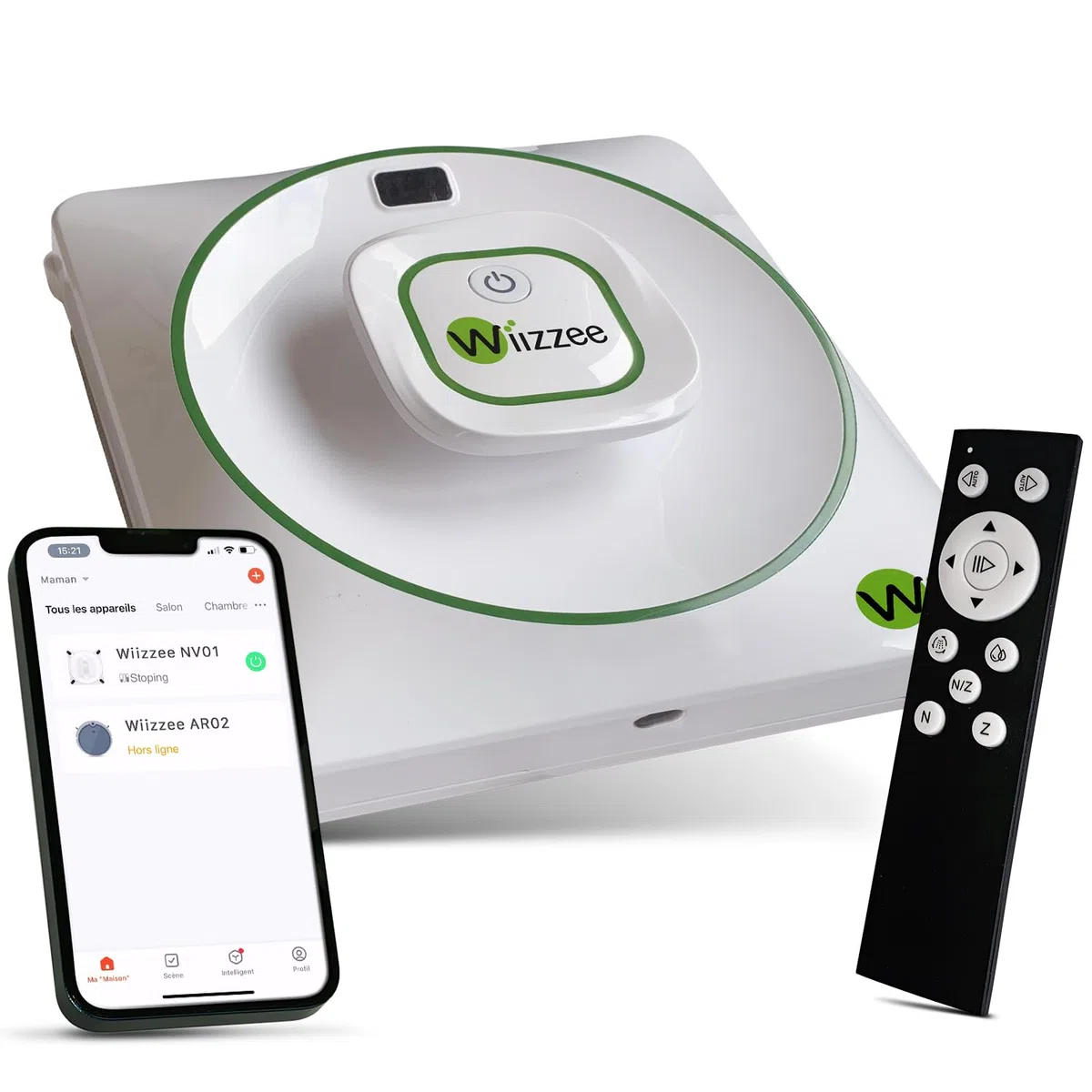 Wiizzee NV01 Robot per la pulizia delle finestre, spruzzo automatico intelligente, 3 modalità di pulizia (N, Z, N/Z), invece del telecomando/app Tuya