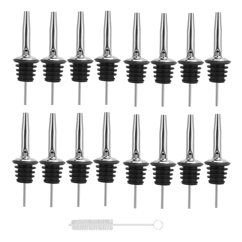 16 Pezzi Versatori In Acciaio Inox Beccuccio Conico Liquore Bottiglia Versatore per Cocktail, Liquore, Vino, Aceto Olio