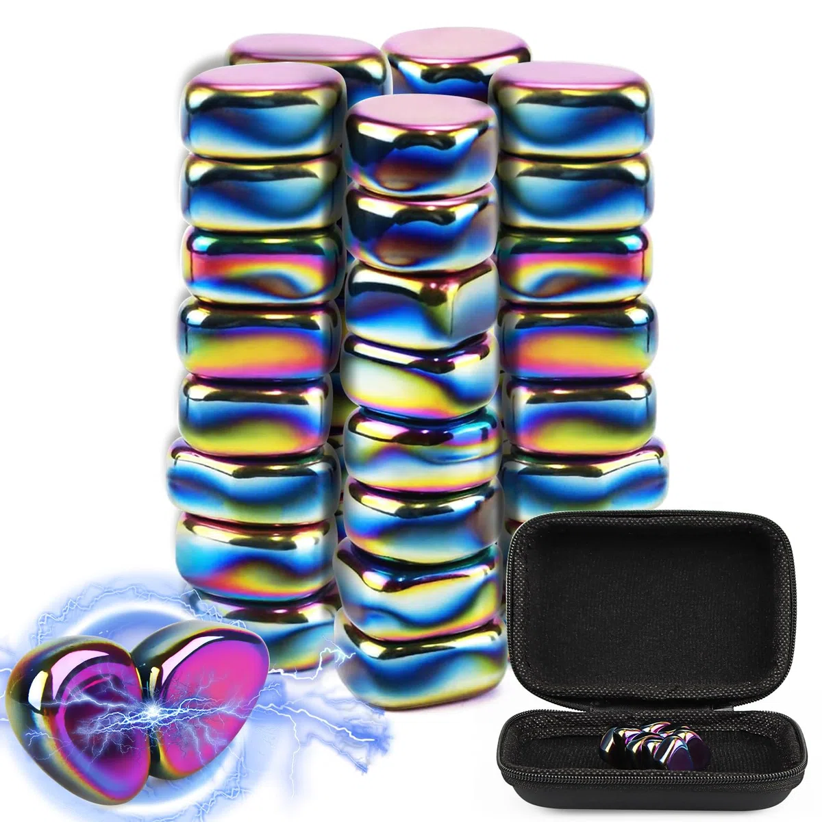 40 Pezzi Magneti Ematite, Pietre Irregolari Magneti Frigorifero Magneti per la Casa Cucina Magnetico Set di scacchi (Colore)