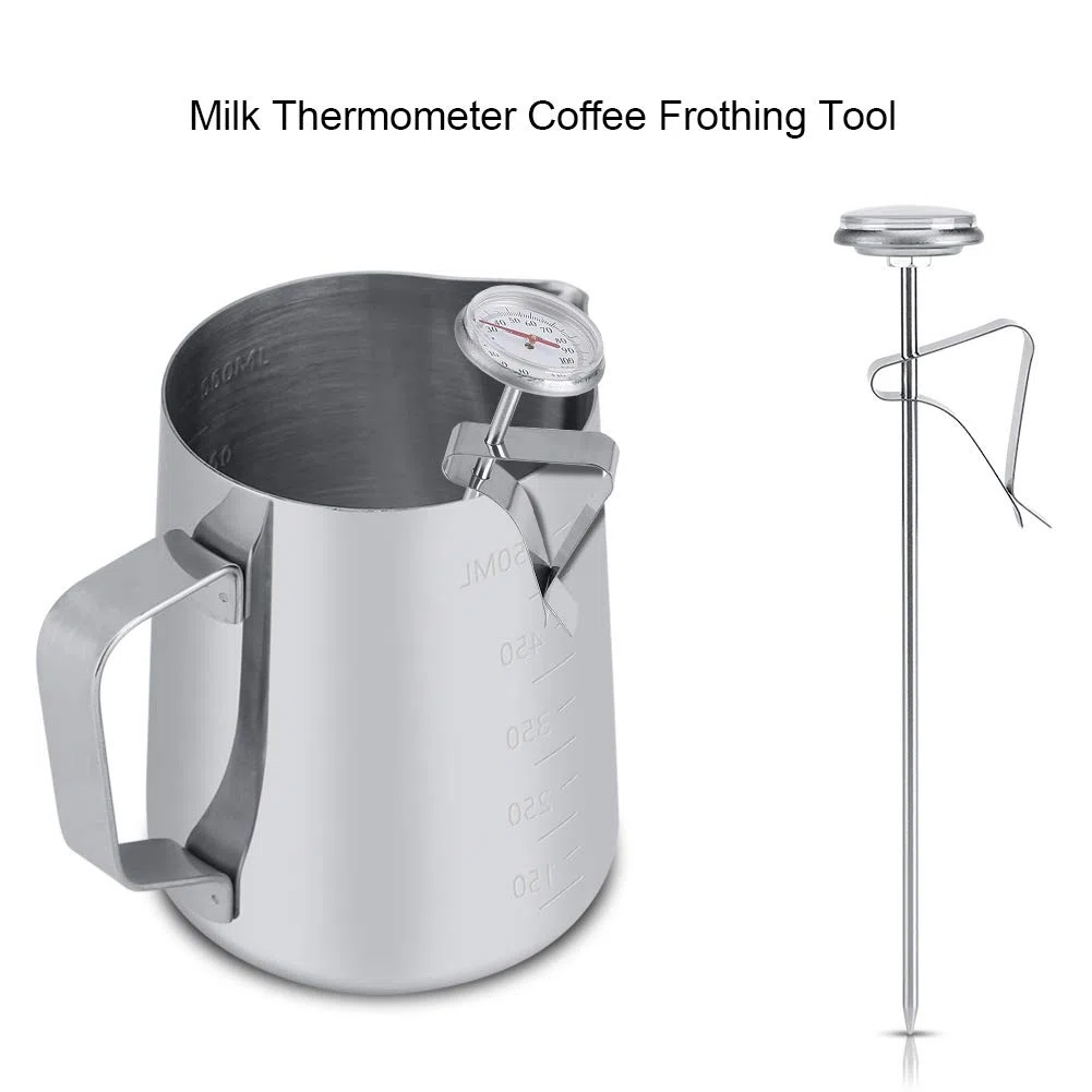 Termometro Per Latte, Termometro Per Latte Per Caffè In Acciaio Inossidabile Termometro Per Schiumare Il Latte Con Clip -10~110 ℃ Accessori Per Schiumare Il Caffè