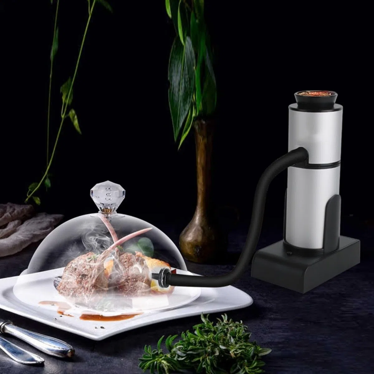 Coperchio a Cupola a Cloche per Affumicatura, Accessorio per Pistola Affumicatrice in Plastica per Cibi e Bevande, Esalta il Sapore con Display Trasparente per Feste Ed Eventi (L)