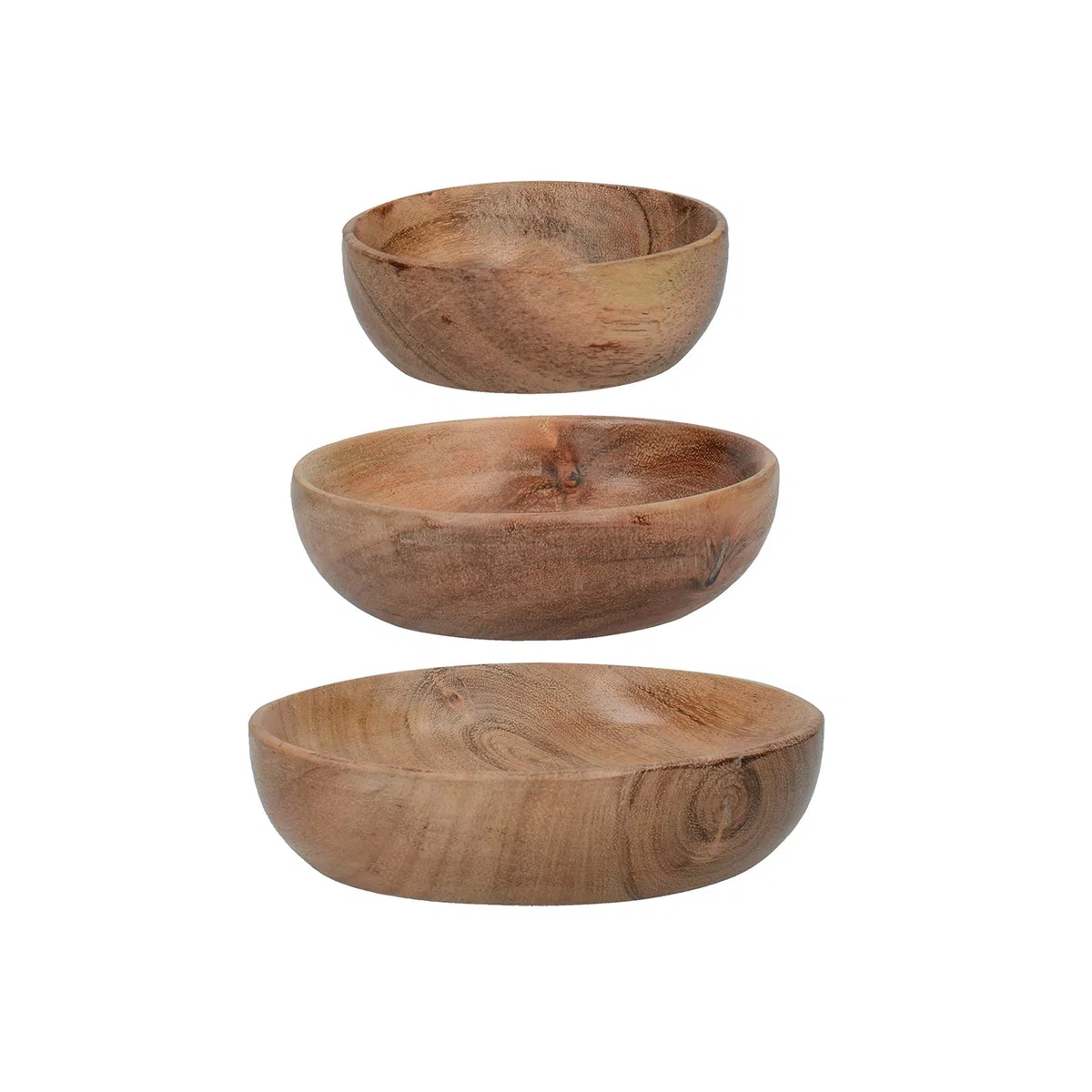 Artesà insalatiere in Legno, Piatti da Portata, Piatti da Antipasto in Legno di Acacia, 12,4 cm (5"), 10,2 cm (4") E 8 cm (3"), Set di 3