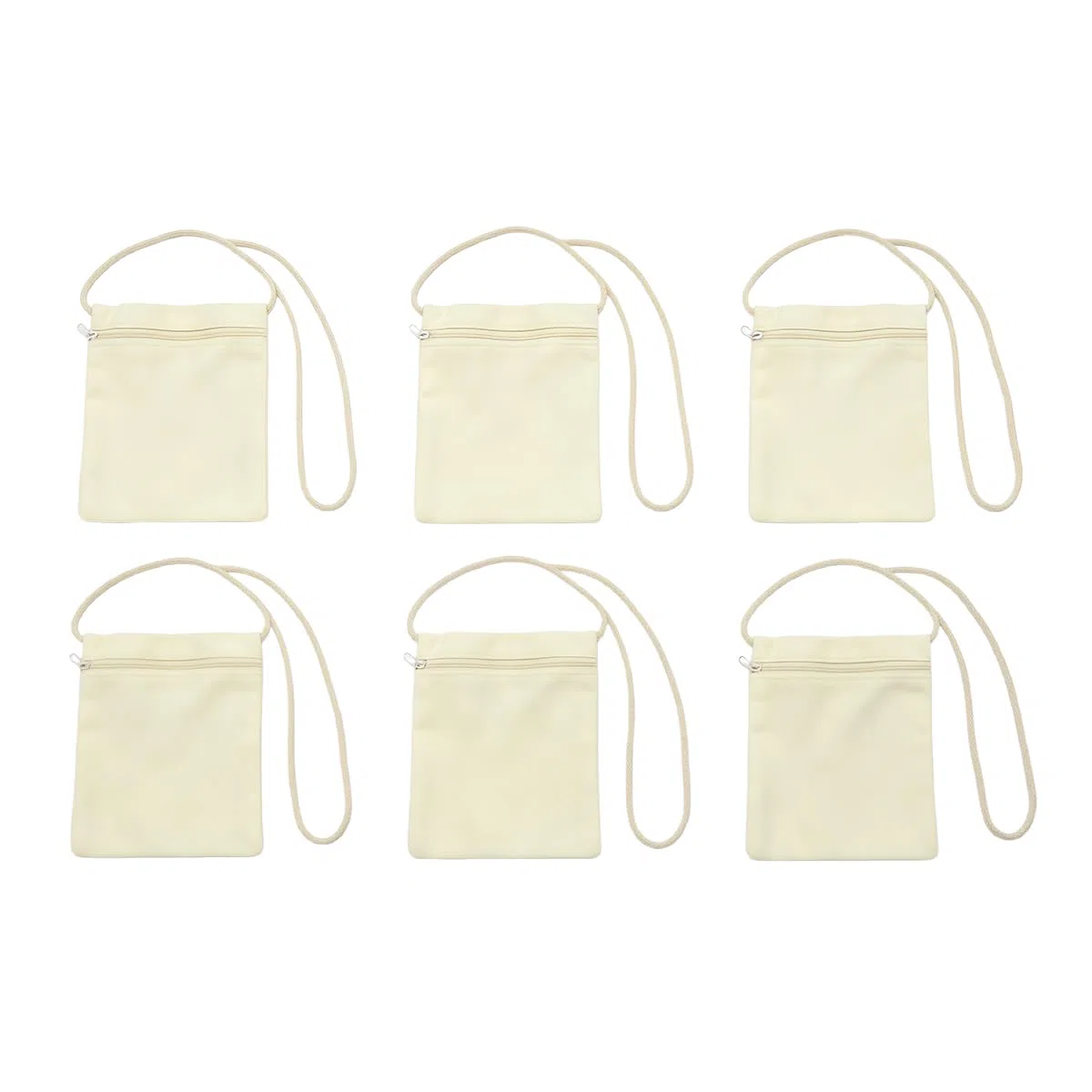Ticha 6 sacchetti in tela beige per pittura fai da te, borsa a tracolla piccola in tela con chiusura a zip per pittura festa scuola