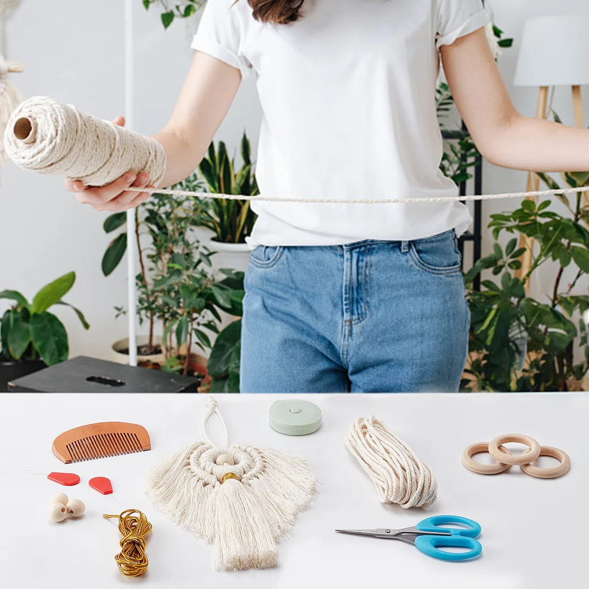 FREEBLOSS 3 Set di Angelo Macrame FAI DA TE Kit Angelo Appeso Ornamento Boho Macrame Decorazione Da Parete Kit FAI DA TE Regalo per Mamma Ragazze
